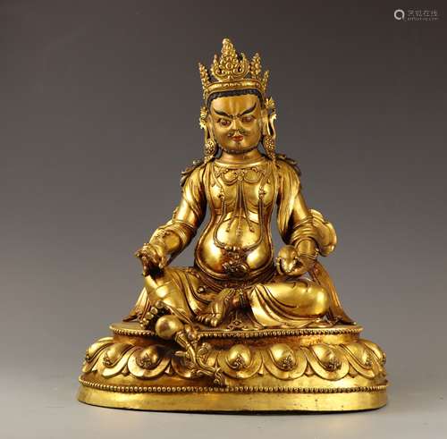 Ancient Chinese bronze gilt Buddha statue