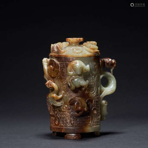 Ancient Chinese hetian jade wine vessel