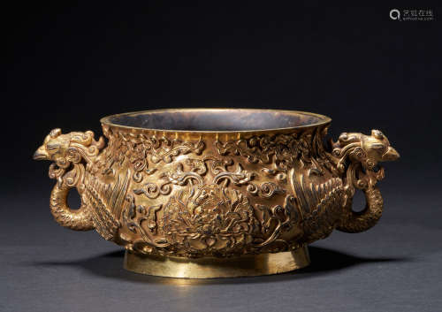Chinese Ming dynasty bronze gilt incense burner
