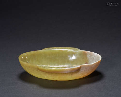 Ancient Chinese Hetian jade ear cup