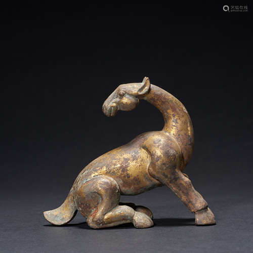 Ancient Chinese bronze gilded beast