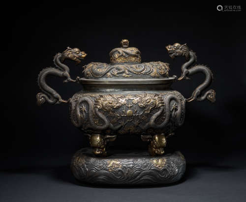 Ancient Chinese silver gilt incense burner