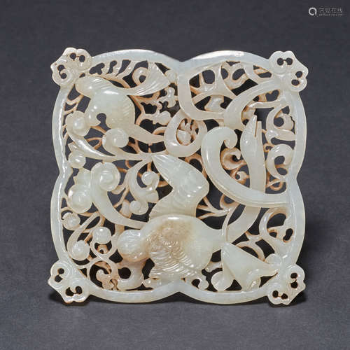 Chinese ancient hetian jade hollow pendant