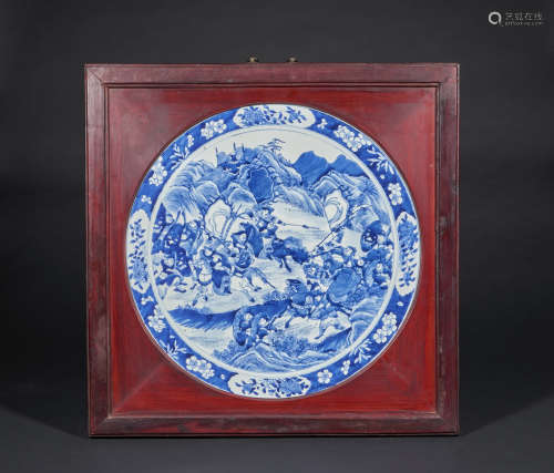 Chinese Qing Dynasty blue and white porcelain mural