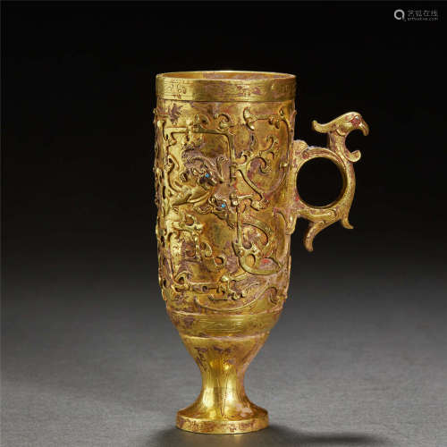 Ancient Chinese pure gold phoenix cup