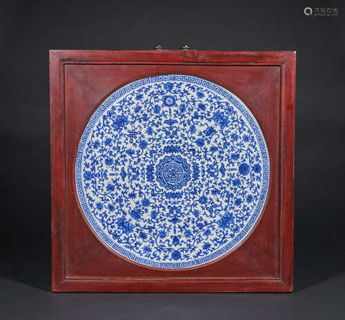 Chinese Qing Dynasty blue and white porcelain mural