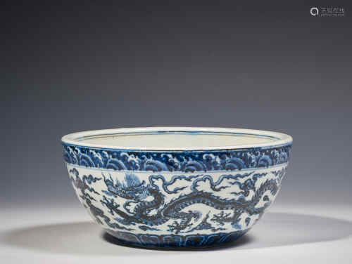Blue flower and  dragon bowl