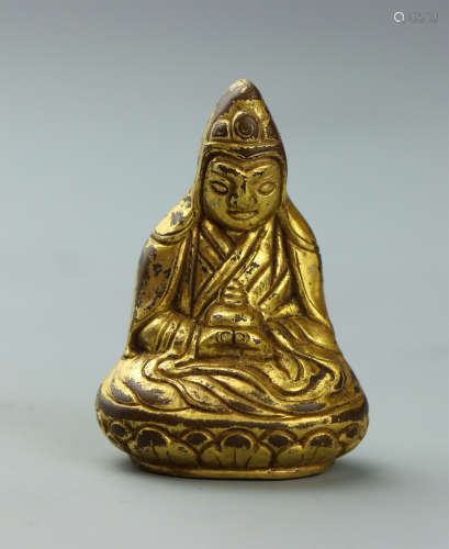 Ancient Chinese bronze gilt Buddha statue