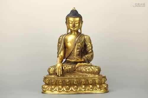 Ancient Chinese bronze gilt Buddha statue