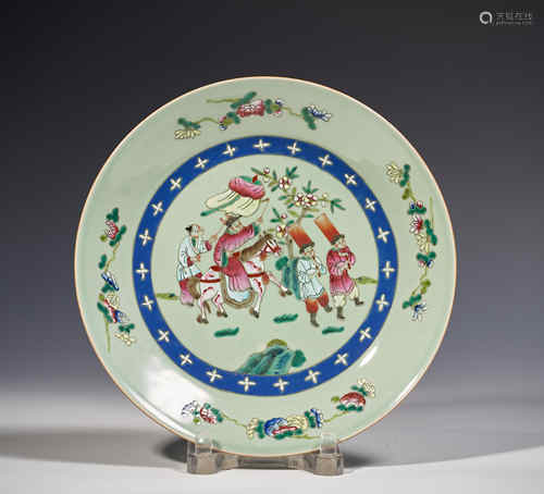 Bean glaze pastel figure decorative plate