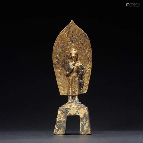 Ancient Chinese bronze gilt Buddha statue