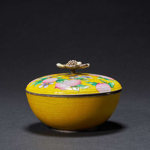 Sterling silver yellow glaze tureen