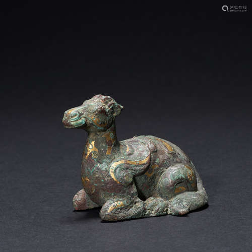 Ancient Chinese bronze gold horse