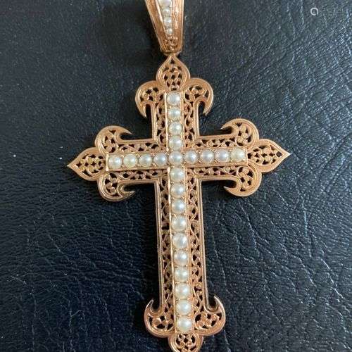 CROIX pendentif en or jaune 18K 750