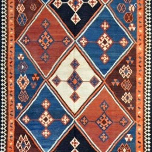 Ancien Kilim Quasgai (Iran) vers 1940 / 1950. Travail à l'ai...