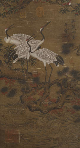 Standing scroll of cranes in song Dynasty by Emperor Huizong