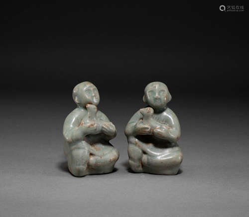 Celadon figures of Song Dynasty in China