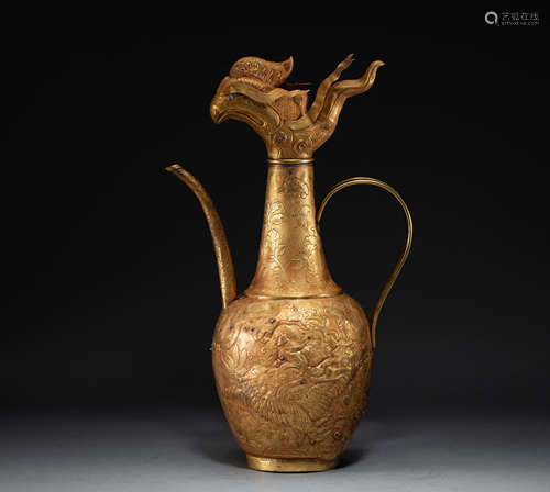 Chinese tang Dynasty pure gold pot