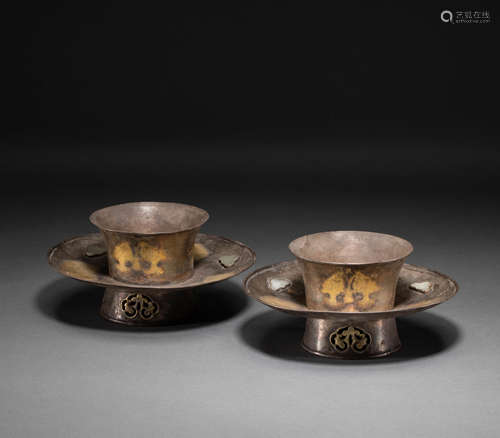 Silver tea cups of Tang Dynasty in China