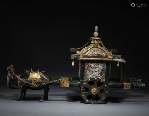 Chinese Liao Dynasty he Tianyu gold - plated horse-drawn car...