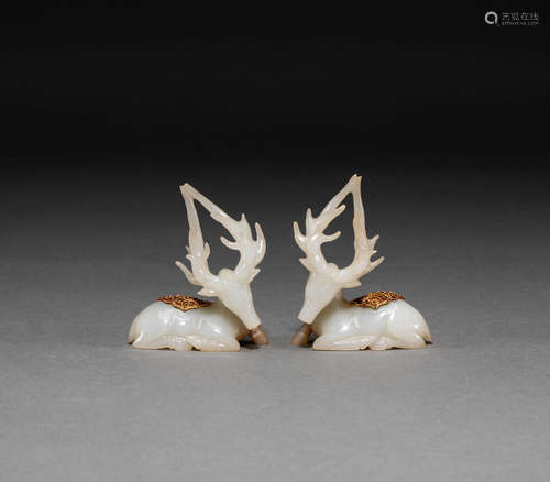 China liao Dynasty Hetian jade deer ornaments