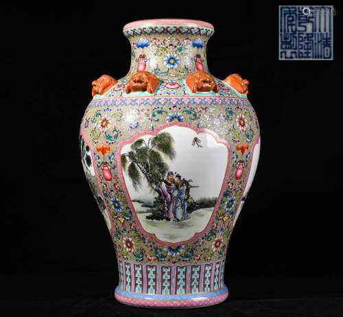 Chinese qing Dynasty Qianlong Guyuexuan pastel vase of eight...