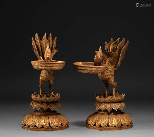 Chinese tang Dynasty pure gold candlestick