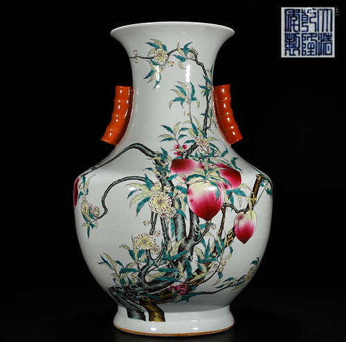 Chinese qing Dynasty Qianlong pastel vase with five blessing...