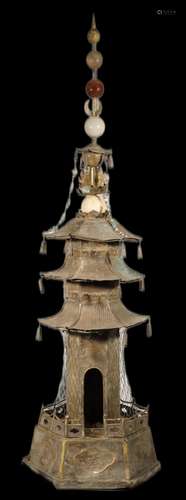 Silver gilded pagoda of Liao Dynasty, China