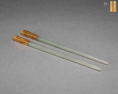 Chinese Liao Dynasty Hetian jade chopsticks