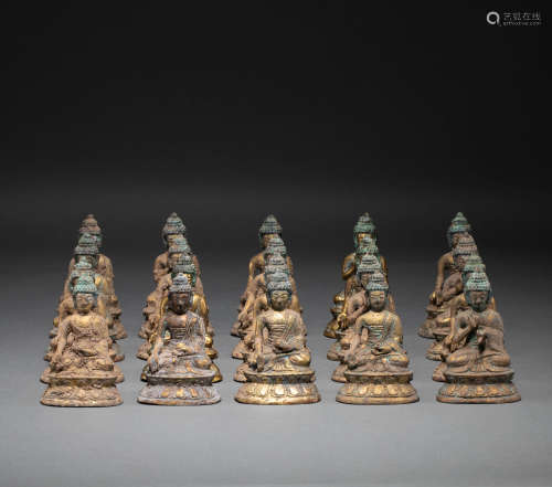 Chinese Bronze plated gold Buddha of qing Dynasty