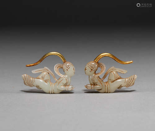 Hetian jade flying earrings of liao Dynasty, China