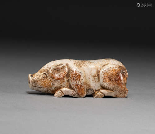 Chinese Han Dynasty Hetian jade pig ornaments