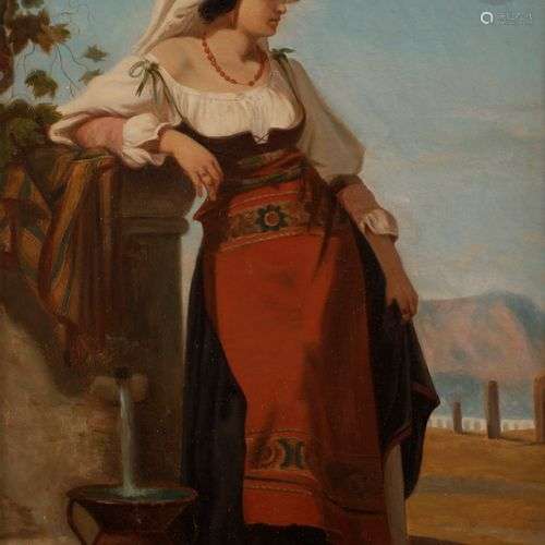 Jules SALLES (Nîmes 1814 - 1898)Une italienne puisant de l’e...