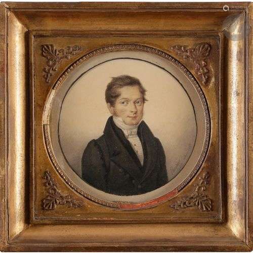 PASQUIER (actif au XIXe siècle)Portrait d’homme en busteAqua...