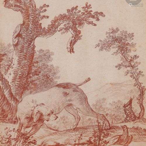 Jacques-Charles OUDRY (1720-1778)Chien de chasseSanguineSign...