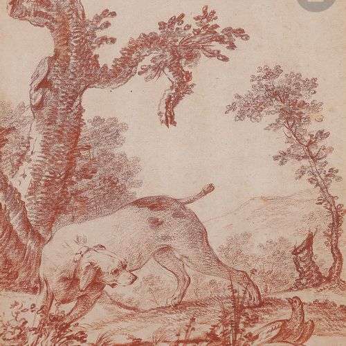 Jacques-Charles OUDRY (1720-1778)Chien de chasseSanguineSign...