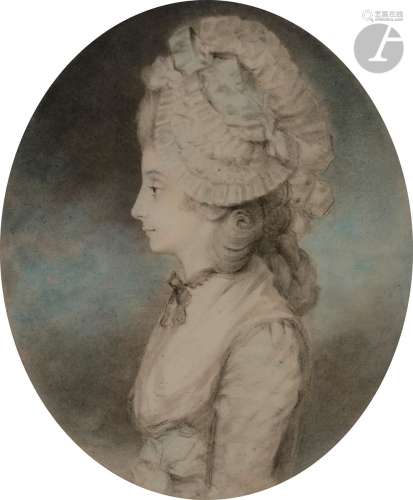 John DOWNMAN (Royaume-Uni 1750 - 1824)Paire de portraits de ...