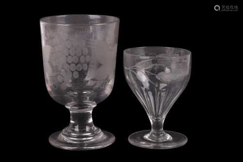 A LARGE GLASS RUMMER, LATE 18TH/EARLY 19TH CENTURY