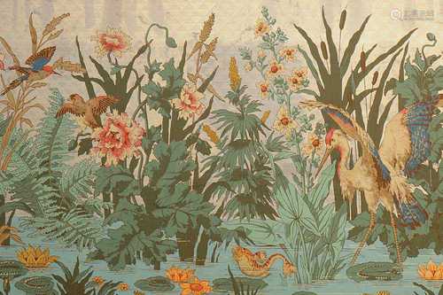 A LARGE FRENCH WALL PAPER PANEL, IN THE AESTHETIC MOVEMENT T...