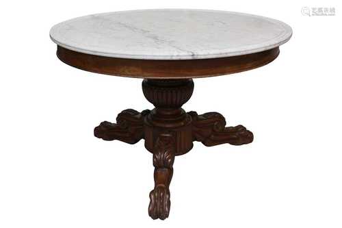 A FRENCH CIRCULAR MAHOGANY GUERIDON CENTRE TABLE, CIRCA 1840