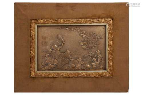 A JAPANESE BRONZE PLAQUE, 20TH CENTURY