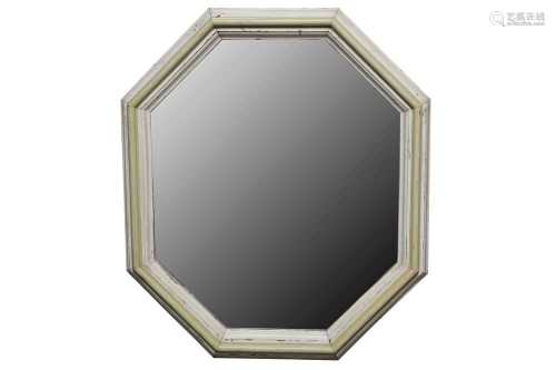 AN OCTAGONAL OAK MIRROR