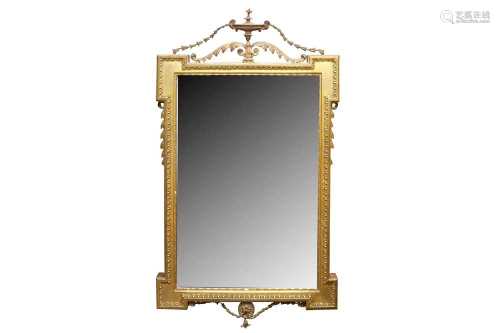 AN ADAM STYLE GILT FRAMED WALL MIRROR