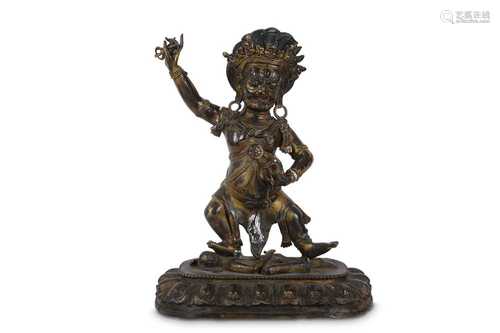 A LARGE TIBETAN GILT-BRONZE FIGURE OF VAJRAPANI.