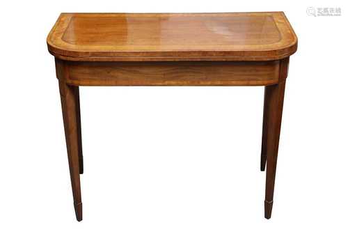 A GEORGE III SHERATON DESIGN MAHOGANY CARD TABLE, CIRCA 1790