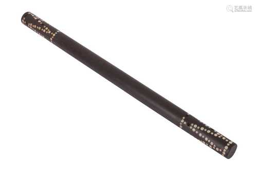 A INDIAN INLAID EBONY STICK/BATON, LATE 19TH/EARLY 20TH CENT...