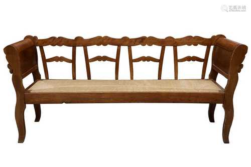 A SWEDISH FRUITWOOD BENCH 20TH CENTURY