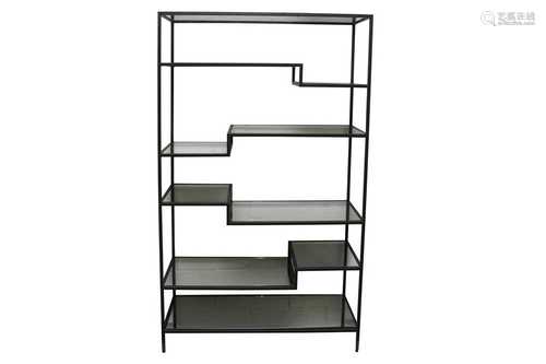 A CONTEMPRARY TUBULAR STEEL SHELVING UNIT, 21ST CENTURY