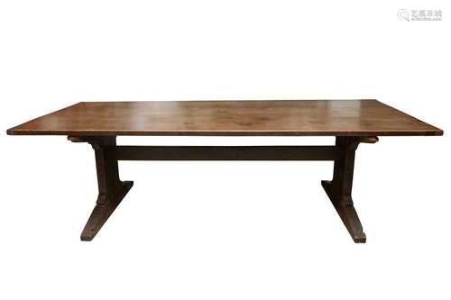 A STAINED PINE RECTANGULAR REFECTORY TABLE, 19TH CENTURY